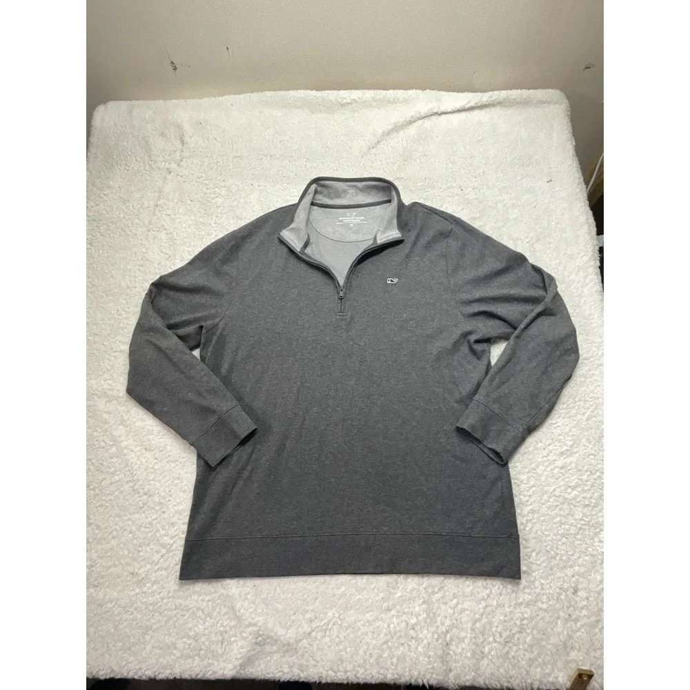 Vineyard Vines Pima‎ Cotton Quarter Zip Pullover Mens XL Charcoal Gray